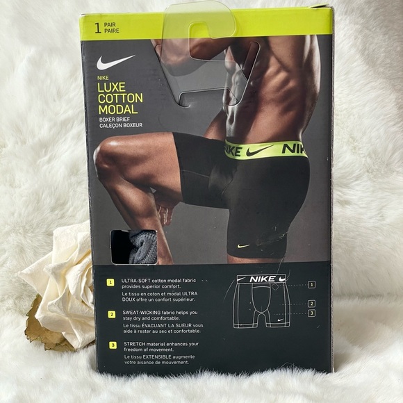 New with tag NIKE LUXE COTTON MODAL BOXER BRIEF EXTRA SOFT SWEAT WICKING comfort - Picture 2 of 3